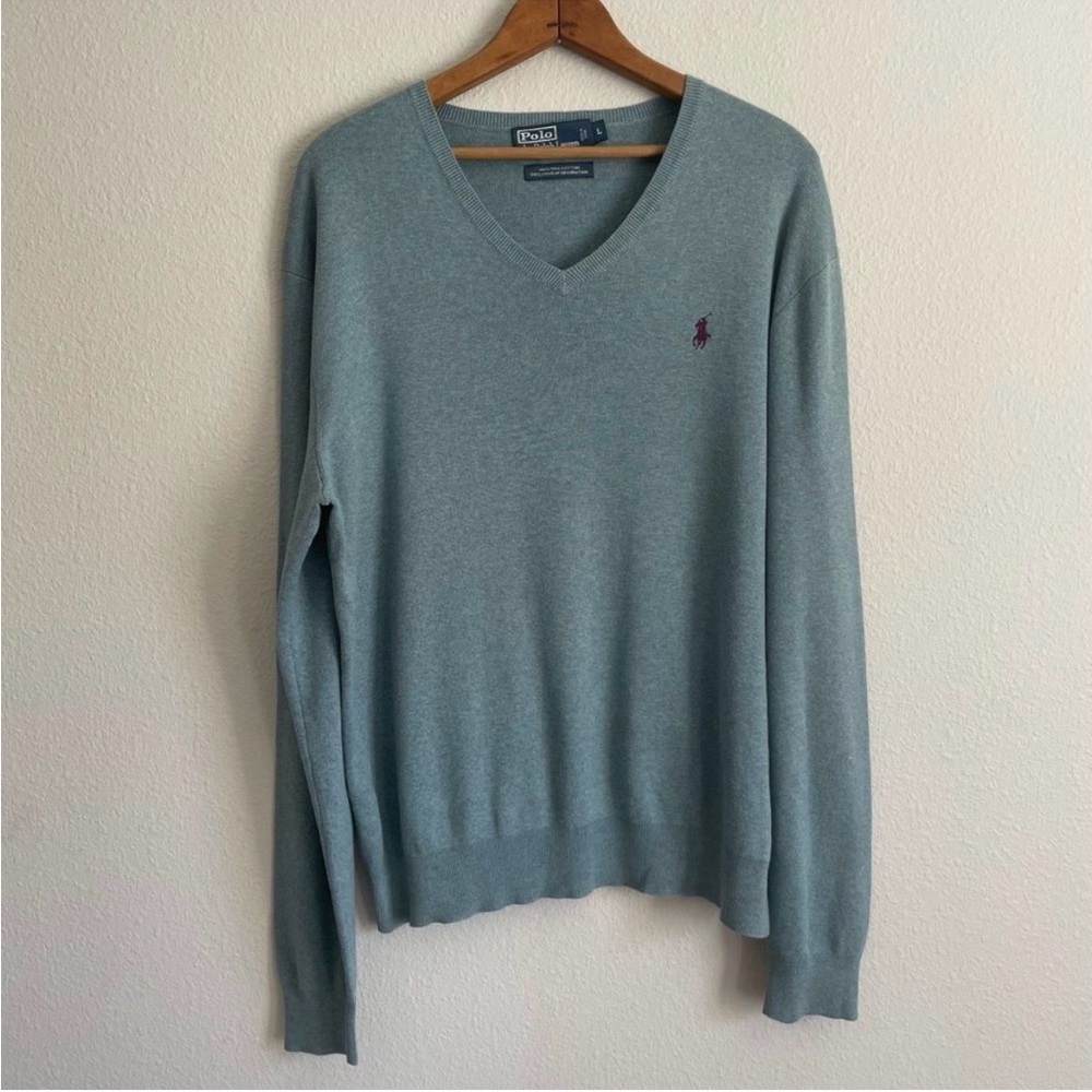 Polo by Ralph Lauren Green/Blue Vneck Pullover Sweater